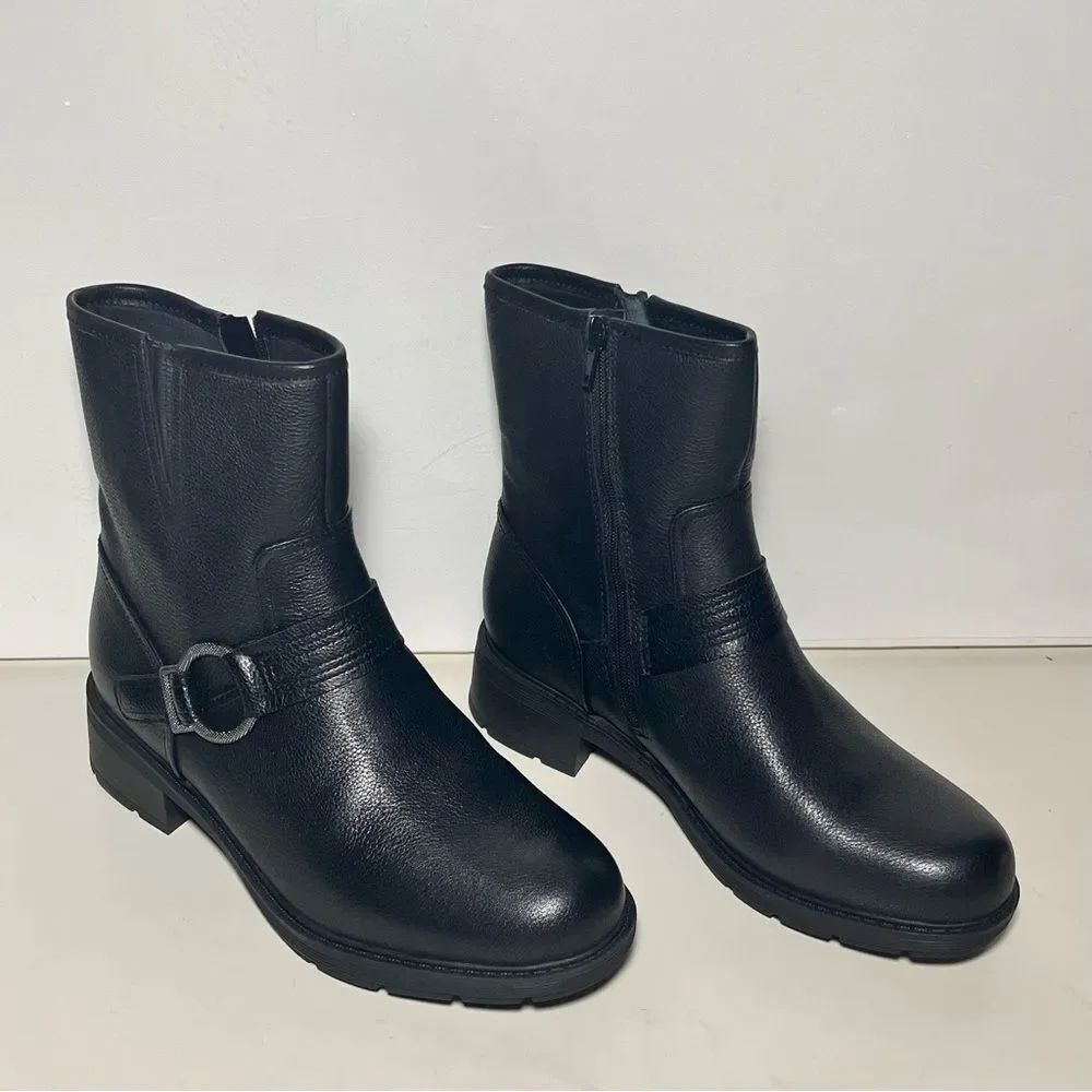 Clarks Hearth Cross Leather Mid Calf Boots